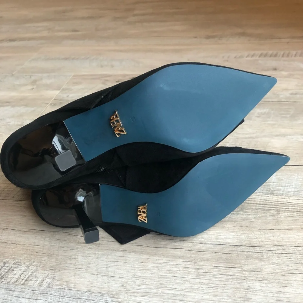 NWT ZARA Bow Pointed Toe Stiletto Booties - Picture 6 of 12
